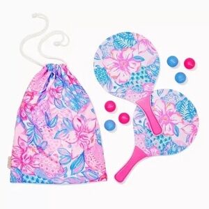 NEW in the box Lilly Pulitzer Snappy Turtle Paddle Ball Set with Drawstring Bag